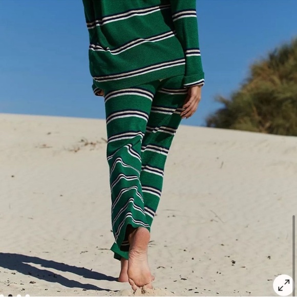 Free People Mariner Sweater Set in Green Bee Combo, Size L - Picture 3 of 6